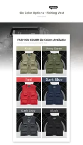 Griglia di gilet da pesca ad asciugatura rapida in sei colori con design multitasche outdoor
