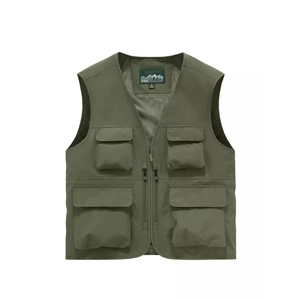 Gilet da esterno impermeabile verde militare con tasche multiple per la pesca