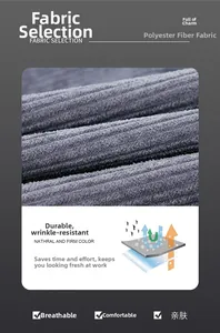Detailed texture of breathable anti-wrinkle polyester fabric on a gray jacket