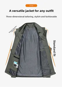 Detail of army green utility vest showing breathable mesh lining and inner zip pocket