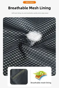 Detail of breathable black mesh lining showing moisture-wicking fabric structure