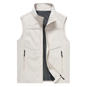 Men's Casual Outdoor Cargo Vest Stand Collar Multi-Pockets Sleeveless Jacket Mesh Lining Breathable Lightweight Waistcoat