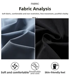 Macro detail of soft elastic fabric for quick-dry sports shorts in navy and black
