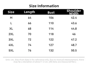 Tableau des tailles pour gilet de pêche homme à poches, mesures du M au 5XL