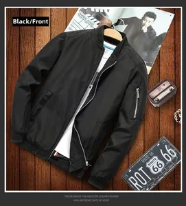 Detail of black bomber jacket featuring classic utility sleeve pocket and ribbed cuffs