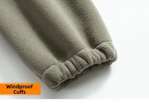 Macro shot of windproof elastic cuffs on fleece jacket for warmth and protection