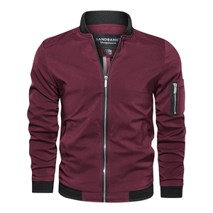 Men Flight Bomber Jacket Slim Fit Windproof Baseball Coat Lightweight Casual Solid Color Outerwear Spring Autumn Zip Jacket