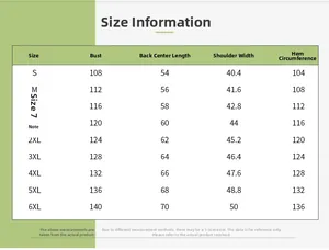 Detailed size guide table for men's multi-pocket fishing vest from size S to 6XL