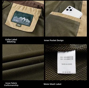 Detail view of breathable mesh lining and inner pocket for men's casual jacket