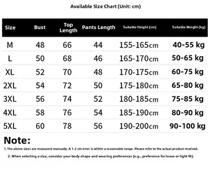 Tabella taglie per completo sportivo uomo da M a 5XL con misure dettagliate in centimetri