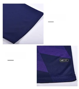 Close-up of breathable mesh fabric and purple geometric patterns on adult football jersey