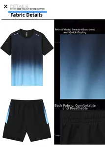 Detail of sweat-wicking quick-dry fabric texture on men's gradient sports training set
