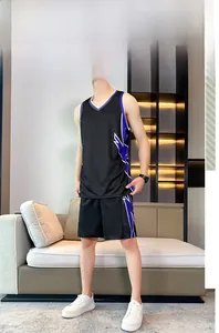 Detail view of black quick-dry basketball jersey set with side geometric patterns