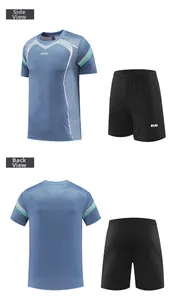 Vues détaillées de côté et de dos du t-shirt de sport et du short séchage rapide homme