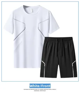 Ensemble de sport séchage rapide pour homme avec t-shirt blanc et short à imprimé