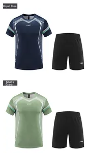 Ensemble de sport respirant à séchage rapide pour hommes en Bleu Royal et Vert Herbe