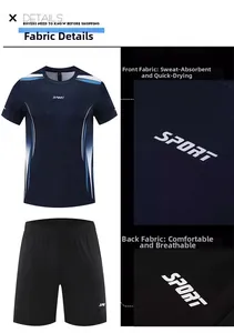Détail du tissu en maille respirante pour t-shirt et short de sport séchage rapide homme