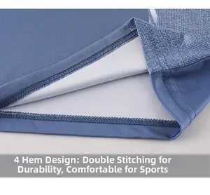 Gros plan sur l'ourlet à double couture d'un vêtement de sport en maille respirante