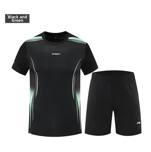 Ensemble de sport noir à séchage rapide pour hommes avec motifs dégradés vert clair