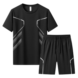Survêtement de Sport à Séchage Rapide pour Hommes Respirant Ensemble Top And Bottom pour Course Fitness Entraînement Géométrique