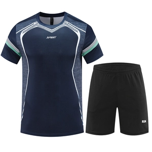 Ensemble de Sport d'Été pour Hommes Séchage Rapide T-Shirt à Manches Courtes et Shorts Survêtement Respirant Tenue de Fitness