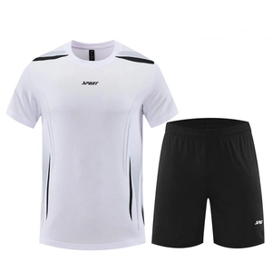 T-Shirt Et Short De Sport À Séchage Rapide Pour Hommes Haut Et Bas Respirants À Col Rond Pour Course Fitness Randonnée
