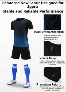 Detail view of quick-dry fabric texture and precise stitching on men's blue sports set