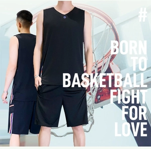 Black quick-dry basketball kit featuring sleeveless jersey and shorts with side stripes