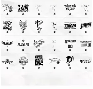 Macro view of various basketball-themed heat transfer patterns for custom sports apparel