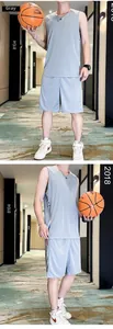 Detail of grey quick-dry basketball jersey set with breathable mesh and side stripe trim