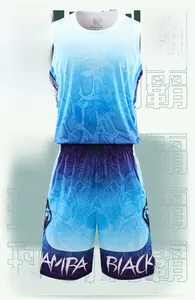 Close-up of blue gradient basketball set featuring snakeskin pattern and mesh fabric