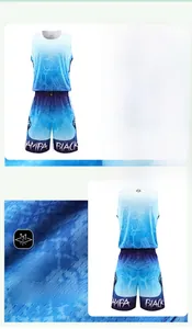 Breathable mesh fabric detail of blue gradient basketball kit with mamba snake pattern