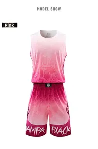 Detailed view of pink gradient basketball jersey with snake skin print and mesh fabric