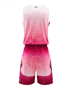 Rear view of pink gradient basketball jersey and shorts with snake print and Mamba text
