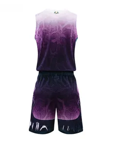 Back view of purple gradient basketball uniform featuring snake skin pattern and Mamba text