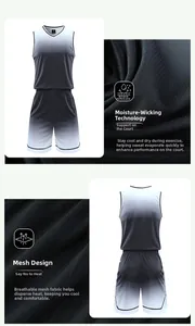 Detail view of breathable gradient basketball jersey set with mesh fabric texture