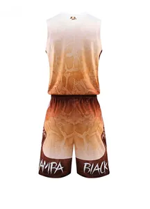 Rear view of gradient snakeskin basketball jersey and shorts with Black Mamba text