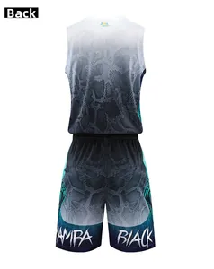 Back view of men's basketball jersey set with gradient snake print and Black Mamba text