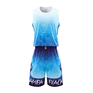 Men's basketball jersey set with blue gradient snake skin pattern and mesh fabric