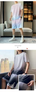 Détails du design de l'ensemble de sport dégradé pour hommes en soie glacée respirante