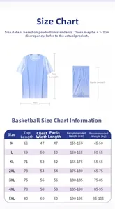Guide des tailles pour ensembles de basketball avec mesures de taille et de poids