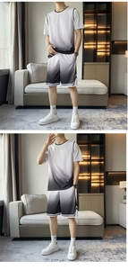 Détail de l'ensemble de sport pour hommes avec effet de dégradé ombré noir et blanc