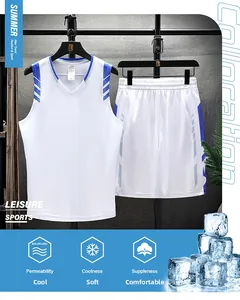Breathable ice silk sport suit with mesh texture and cooling ice block display