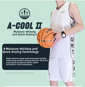 Ensemble de basket-ball en maille blanche pour hommes, séchage rapide et anti-humidité