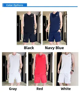 Ensemble de sport séchage rapide pour hommes en cinq couleurs avec short et débardeur