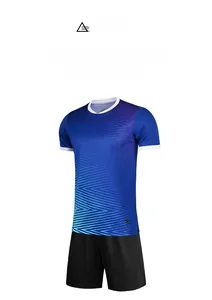 Detail of breathable soccer jersey set with gradient geometric pattern and white piping