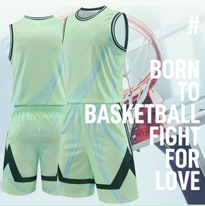 Détail de l'ensemble de basket-ball vert menthe à séchage rapide et bandes latérales