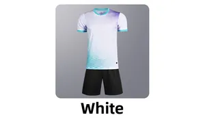 Quick-dry football training kit with white gradient jersey and black shorts