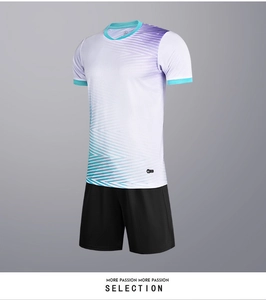 Detail of breathable football jersey featuring white and purple gradient zigzag patterns