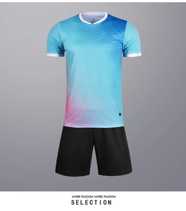 Detail of blue and pink gradient soccer jersey with zigzag pattern and breathable mesh